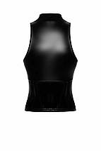 Топ Noir Handmade F324 Glam, L, black, халтер, на блискавці, вінілові вставки, комір-стійка, фото 5