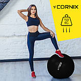 М'яч для фітнесу (фітбол) Cornix 55 см Anti-Burst XR-0014 Black, фото 3