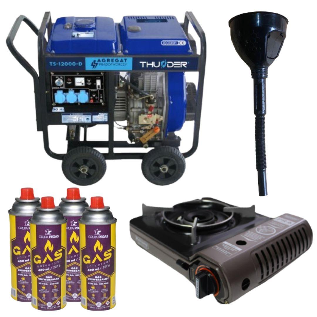 Дизельний генератор THUNDER TS-12000-D + газова плитка Orcamp CK-505 + 4 газових картриджа 400 мл, фото 1