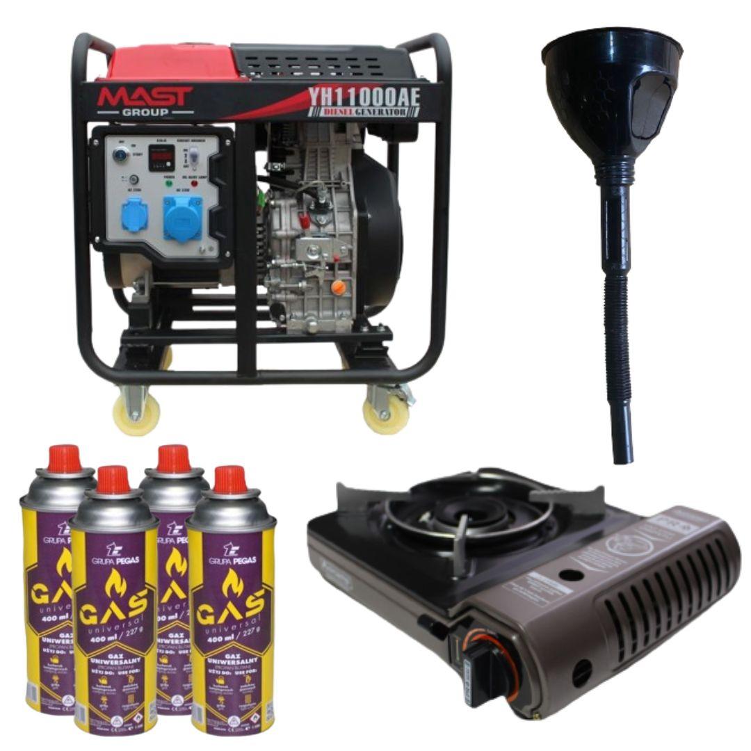 Дизельний генератор MAST GROUP YH11000AE + газова плитка Orcamp CK-505 + електричний обігрівач Gardyer HE2000, фото 1