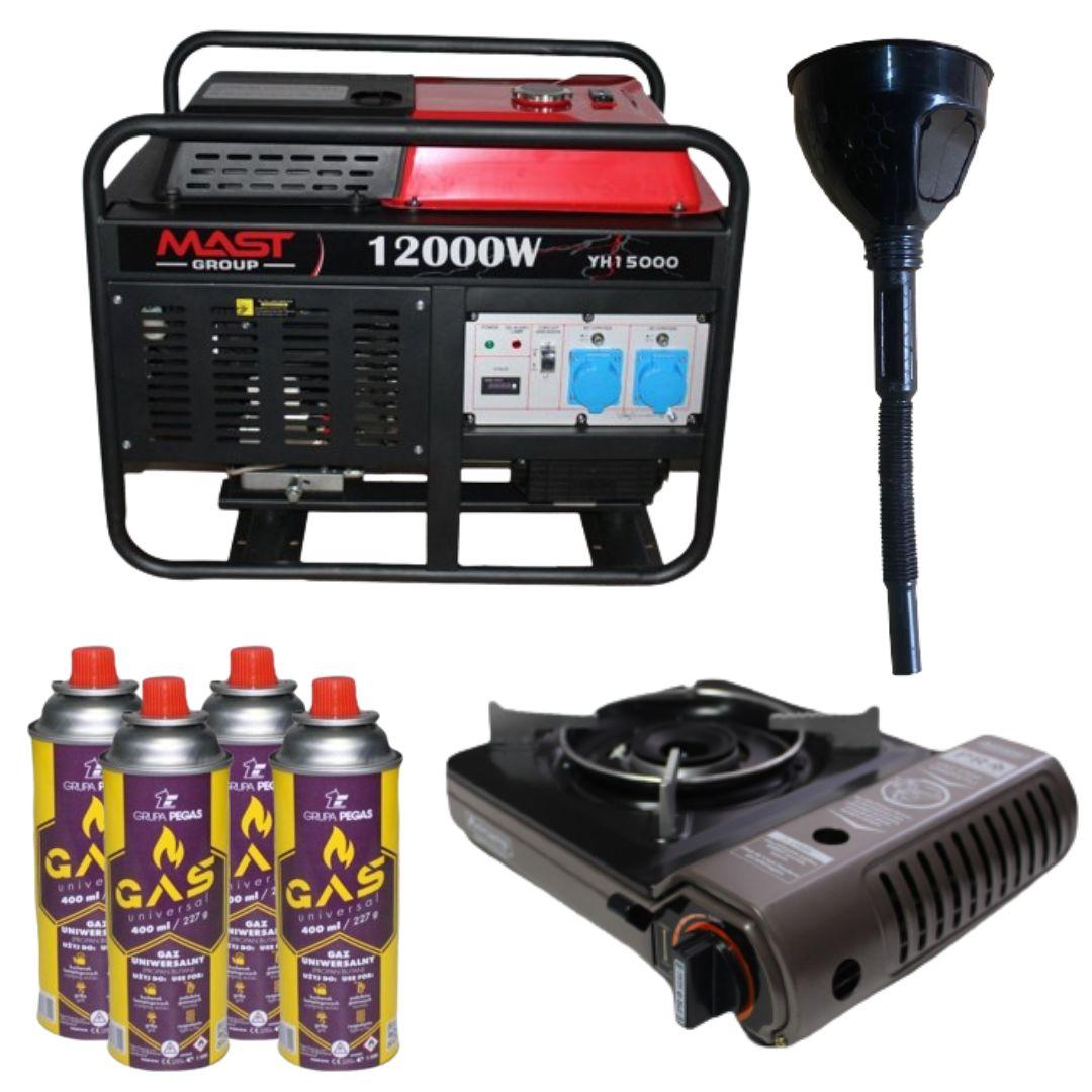 Бензиновий генератор MAST GROUP YH15000 + газова плитка Orcamp CK-505 + електричний обігрівач Gardyer HE2000, фото 1