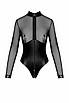 Боді Noir Handmade F321 Edge, L, низ під латекс, верх сітка, блискавка на все тіло, декор кільця, фото 7