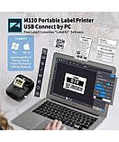 Принтер для термоетикеток Label Maker Phomemo M110 портативний (45603B-E) Сірий, фото 6