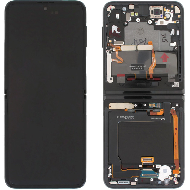Дисплей Samsung SM-F711 Z Flip 3 5G (2021) у зборі із сенсором і рамкою black service orig (INNER)
