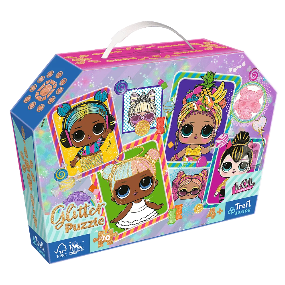 Глітерний пазл "Барвисті ляльки L.O.L. Дівчата із загадками", 70 элементов Trefl Junior (5900511530162)