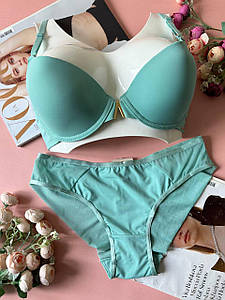 75/80/85В Бірюзовий комплект жіночої білизни на чашку В