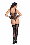 Боді Noir Handmade F242 Tulle body with patterned flock embroidery - S, фото 2
