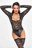 Боді Noir Handmade F296 Psyche bodysuit of lace and wetlook - S, фото 5