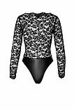 Боді Noir Handmade F296 Psyche bodysuit of lace and wetlook - S, фото 7