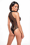 Боді Noir Handmade F314 Ego flocked mesh halter bodysuit - M, фото 3
