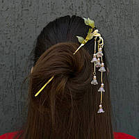 Металева шпилька для волосся "Перламутрові дзвіночки"