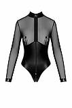 Боді Noir Handmade F321 Edge wetlook and mesh body with rings - S, фото 7