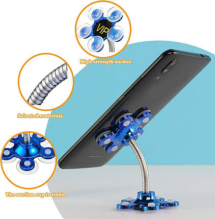 Двосторонній універсальний тримач для телефона на силіконовій липучці VIP Magic Support Синій, фото 1