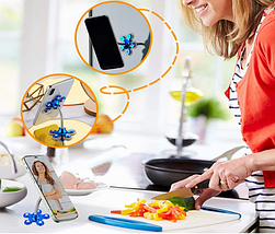 Двосторонній універсальний тримач для телефона на силіконовій липучці VIP Magic Support Синій, фото 4