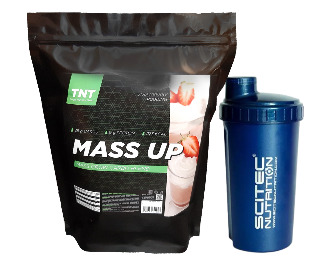 Гейнер Mass Up TNT Nutrition 2,5 кг смак полуничний пудинг + Шейкер, фото 1