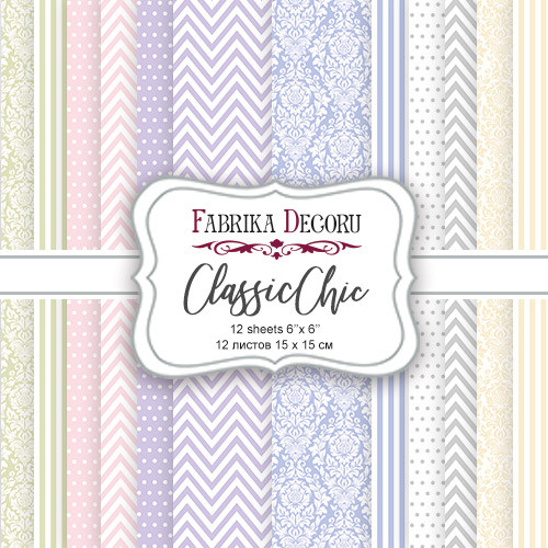 Набір двостороннього паперу 15*15см Fabrika Decoru "Classic Chic" 12 аркушів FDSP-03009, фото 1