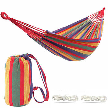 Гамак підвісний без планки 200х100 см для пікніка Помаранчевий Гавайський гамак Класичний тканинний гамак