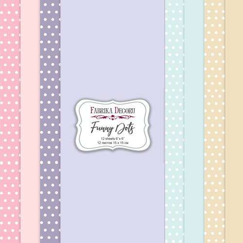 Набір двостороннього паперу 15*15см Fabrika Decoru "Funny Dots" 12 аркушів FDSP-03011