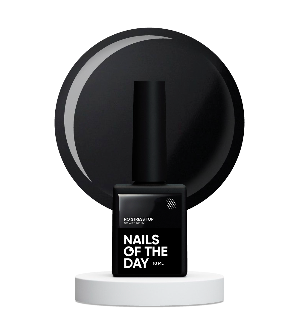 NAILSOFTHEDAY No stress top no wipe — глянцевий топ без липкого шару і без уф-фільтрів, топ АНТИЦАРАПКА,10 мл, фото 1