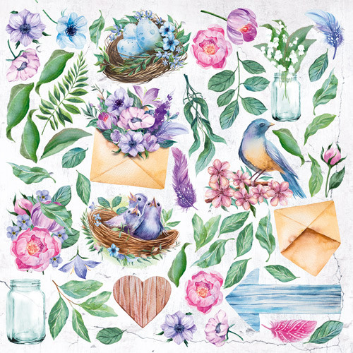 Лист з картками для вирізання 20 см x 20см Fabrika Decoru "Colorful Spring" FD02083F