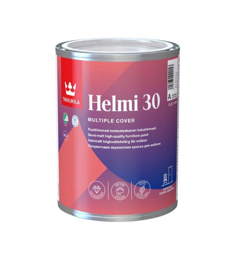 Tikkurila Helmi 30 - напівматова акрилатна фарба для меблів (База А), 0,9 л