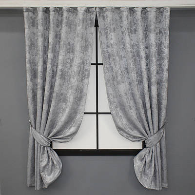 Комплект (2шт. 1,3х1,7м.) коротких штор із жакарда "Sultan XO", Туреччина. Колір світло-сірий. Код 1124ш 35-0118