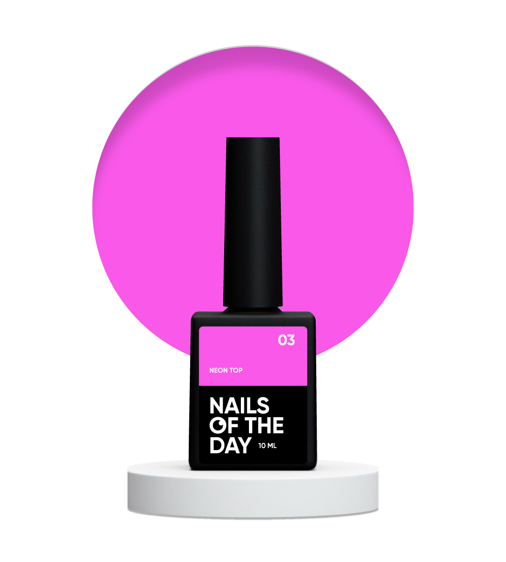 NAILSOFTHEDAY Neon top 03 – яскраво-рожевий топ без липкого шару для нігтів, 10 мл, фото 1