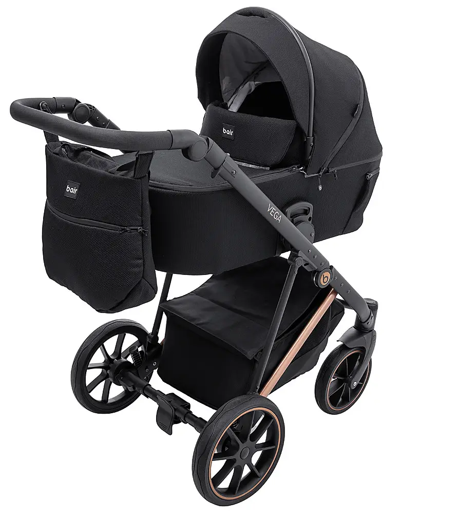 Коляска 2 в 1 Bair Vega Soft VSM-05 black magma чорна, фото 1