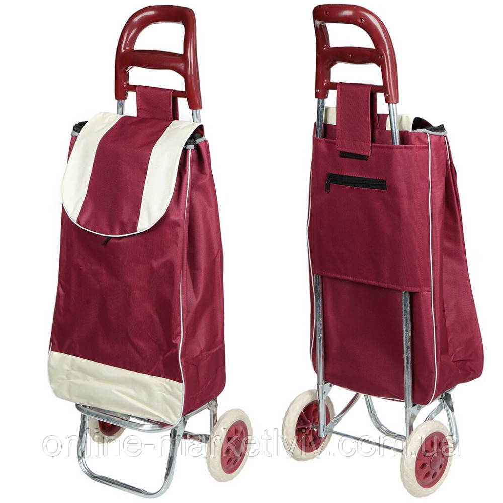Купить Сумка хозяйственная на колесах, до 130кг, 95х35х30см, Бордовая ...