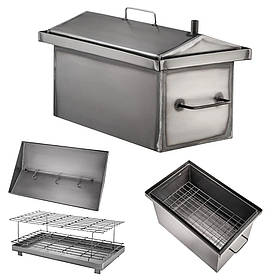 Коптильня 2-х ярусна для гарячого копчення «S» зі сталі 1.2 мм, 2 яруси і 3 гачки. Коптилка для риби, м'яса