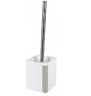 Щітка для туалету Axentia Ліндос біла з декором полігума 9.2x38.5x9.2 см (134350)