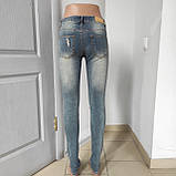 Джинси жіночі рвані низька посадка скінні стрейч 27 блакитні, фото 2