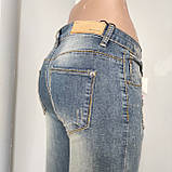 Джинси жіночі рвані низька посадка скінні стрейч 27 блакитні, фото 7