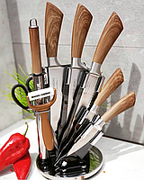 Набір ножів з овочечисткою і мусатом на підставці, що обертається Edenberg EB-913 - 9 пр.