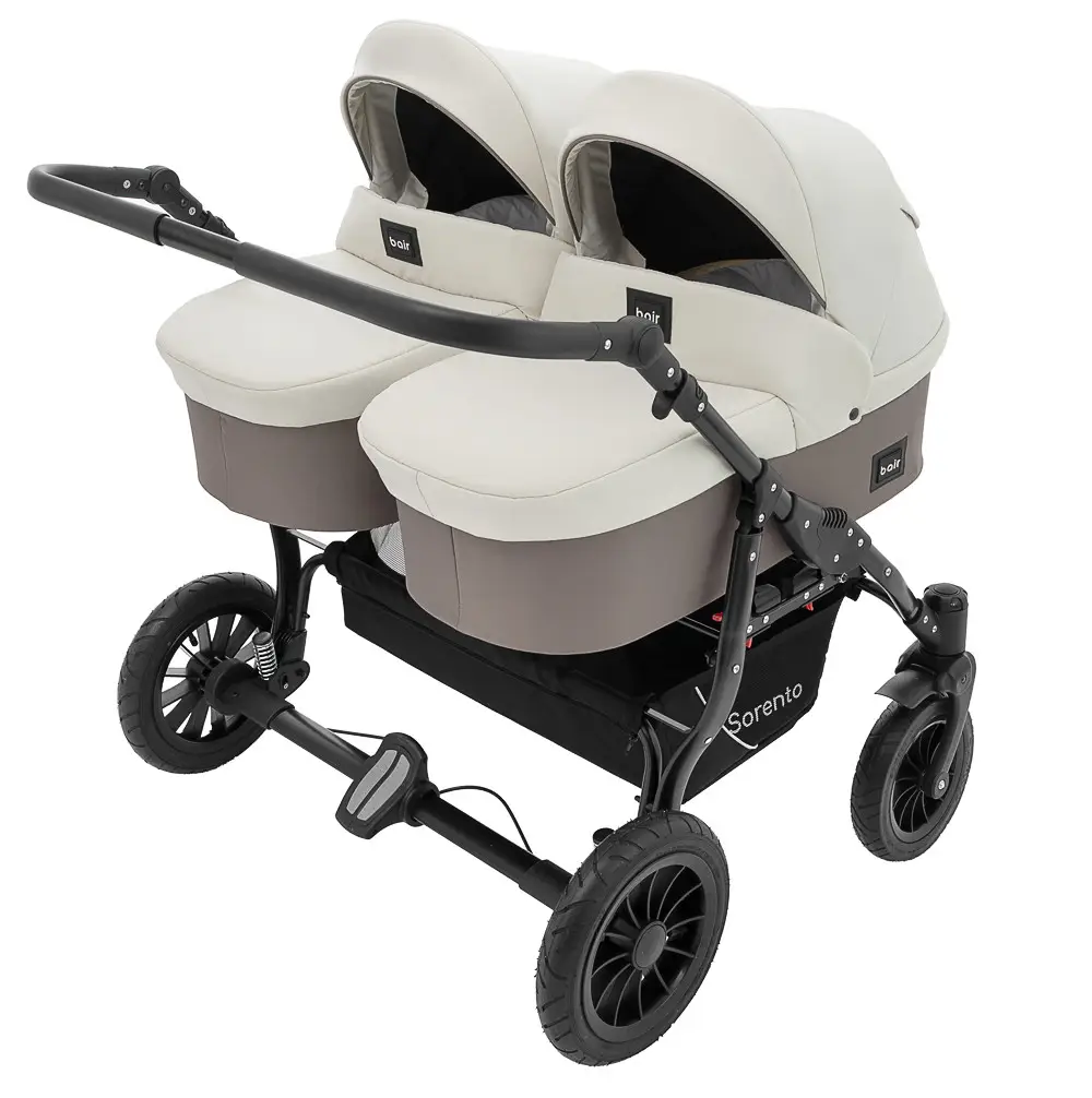Коляска 2 в 1 для двійнят Bair Sorento DUO BS-03 слонова кістка капучино, фото 1
