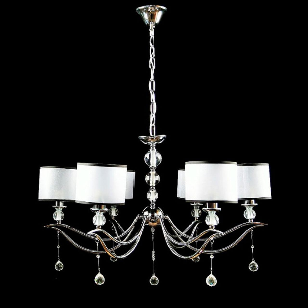 Класична люстра на 6 лампочок с абажурами колір каркасу хром VL-L99223/6 (CR), фото 1