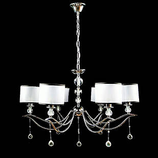 Класична люстра на 6 лампочок с абажурами колір каркасу хром VL-L99223/6 (CR)