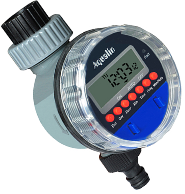 Таймер поливу з кульовим клапаном AQUALIN YL21026 електронний, 3/4" + адаптер 1/2"