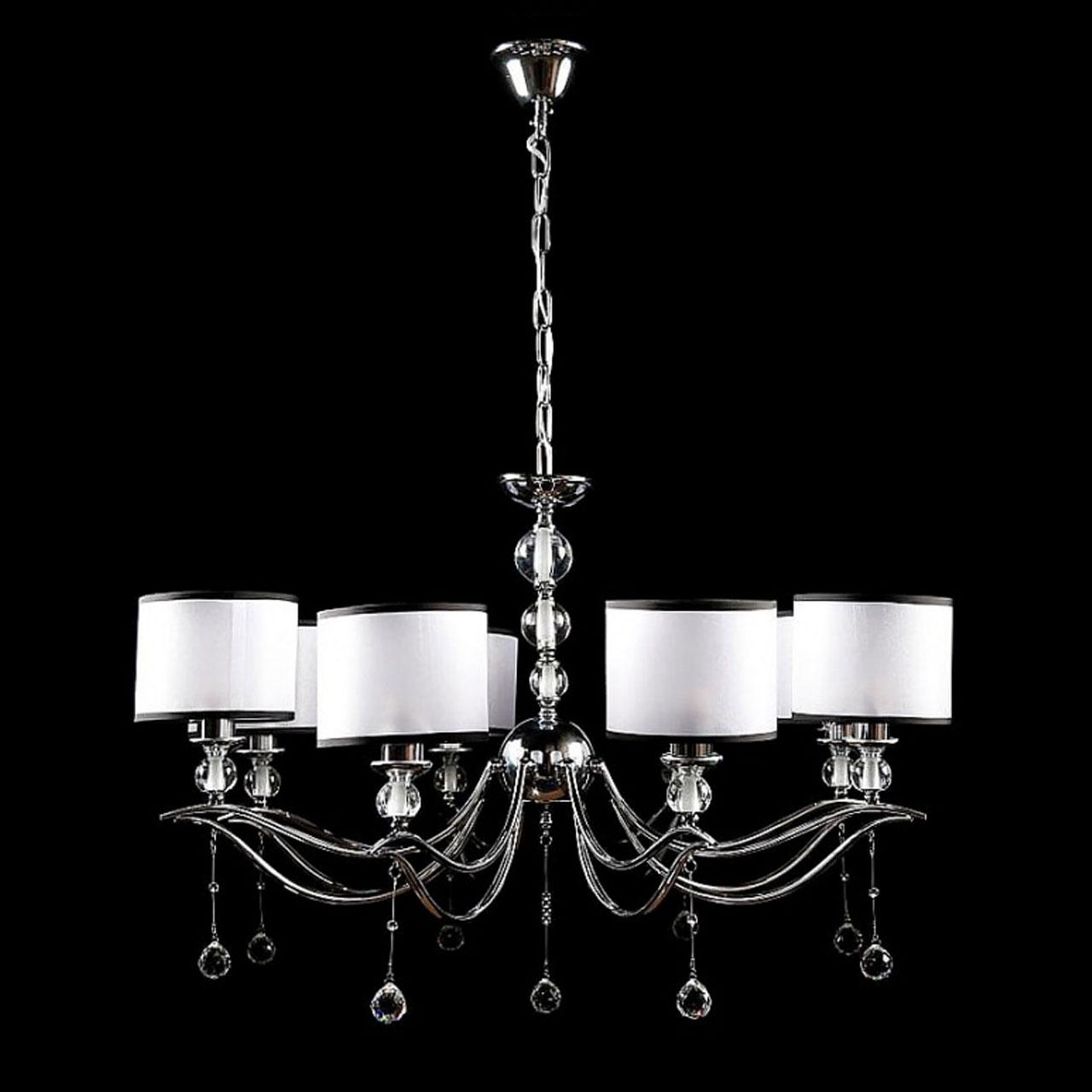 Класична люстра на 8 лампочок с абажурами колір каркасу хром VL-L99223/8 (CR), фото 1