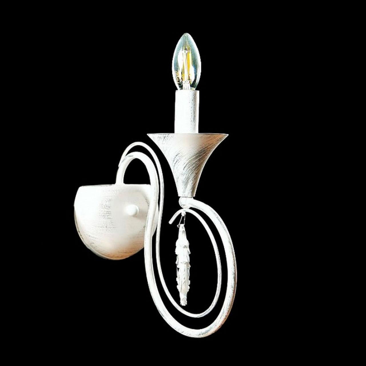 Класична бра-свічка на 1 лампочку Е14 колір каркасу білий з сріблом VL-B41300/1W (WT+SL), фото 1