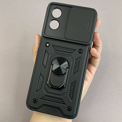Чохол для Motorola G Play 2024 протиударний з підставкою зі шторкою чохол на моторола г плей 2024 чорний crt, фото 1