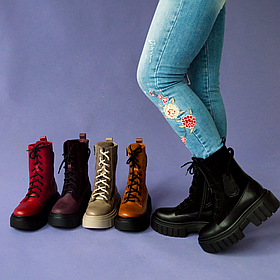 Черевики жіночі зимові зі шкіри чорного кольору на платформі «Style Shoes»