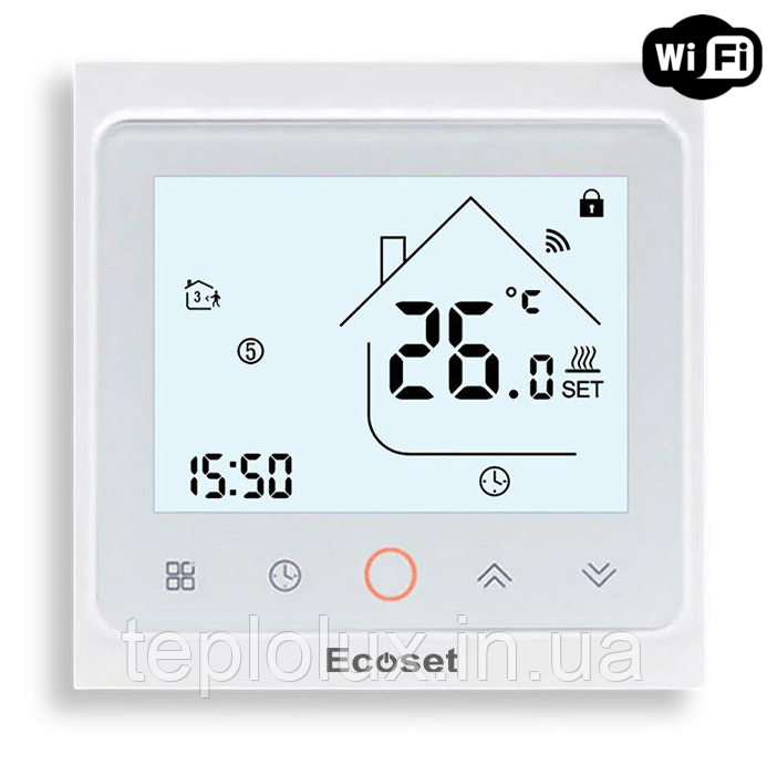 Терморегулятор Ecoset PWT 002 Wi-Fi сенсорний програмований для теплої підлоги (колір білий)