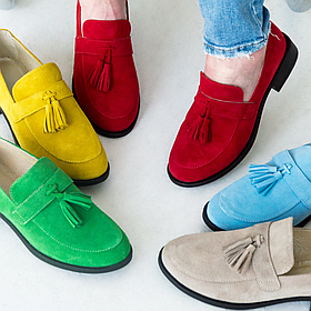 Замшеві класичні лофери червоного кольору “Style Shoes” 38