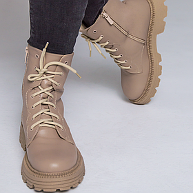 Черевики жіночі зимові шкіряні бежевого кольору “Style Shoes”