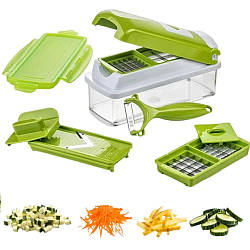 Слайсер для нарізки овочів 10в1, Vegetable Salad Cutter / Ручна овочерізка з контейнером / Слайсер для овочів