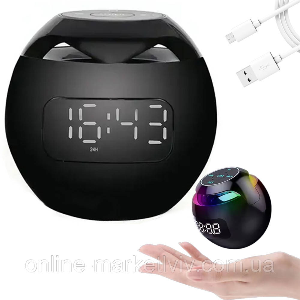 Портативна Bluetooth колонка з годинником Kimiso KMS-K12 / Мінідинамік блютуз / Колонка блютуз годинником