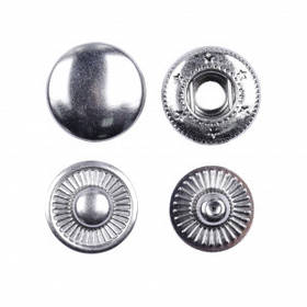 Кнопка металева Альфа 15мм (механізм 13,5мм) Китай колір нікель (50 шт. в упаковці)