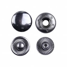 Кнопка металева Альфа 15мм (механізм 13,5мм) Китай колір темний-нікель (50 шт. в упаковці)