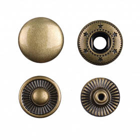 Кнопка металева Альфа 15мм (механізм 13,5мм) Китай колір антик (50 шт. в упаковці)
